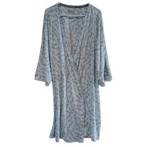 Hanes Women's Comfort Sleep Robe, Plus Size 2X, Light Blue